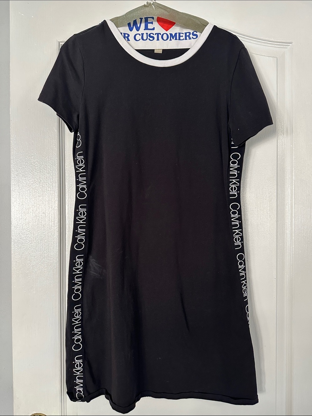 RELAXED/ CHILL type Calvin Klein Black Dress with White Neckline and Logo Tape